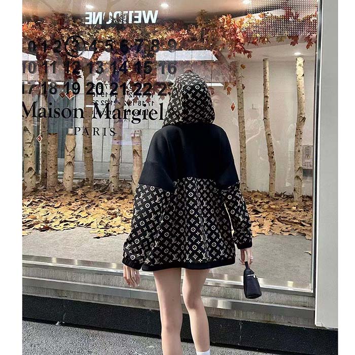 Louis Vuitton LV Women LV Monogram Jacquard Knit Jacket Silk Polyamide Elastane Black Brown