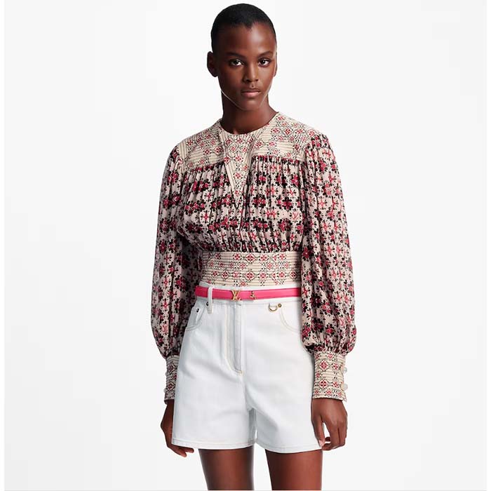 Louis Vuitton Unisex LV Pretty LV 20 MM Reversible Belt Pink Leather Monogram Canvas Recto Side