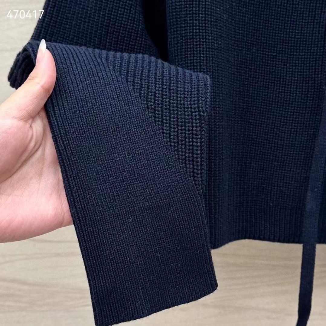 Gucci Women GG Chunky Rib Cotton Polo Top Knitted Label Raglan Long Sleeves