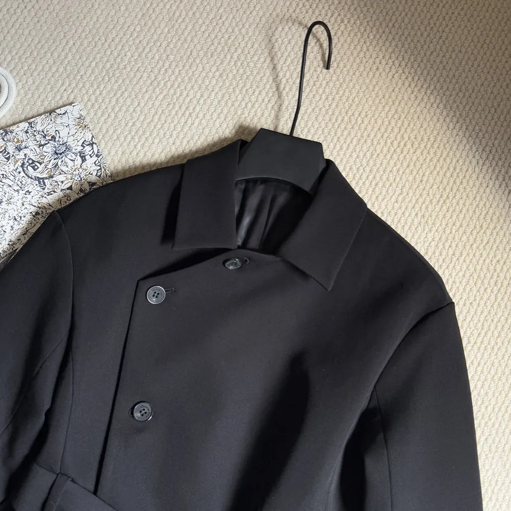 Dior Women Belted Jacket Black Virgin Wool and Silk Gabardine