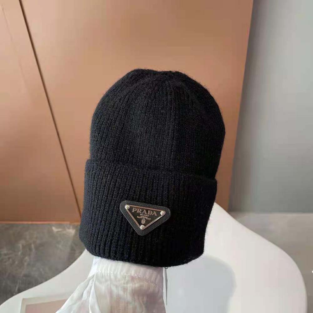 Prada Women Wool and Cashmere Beanie-Black
