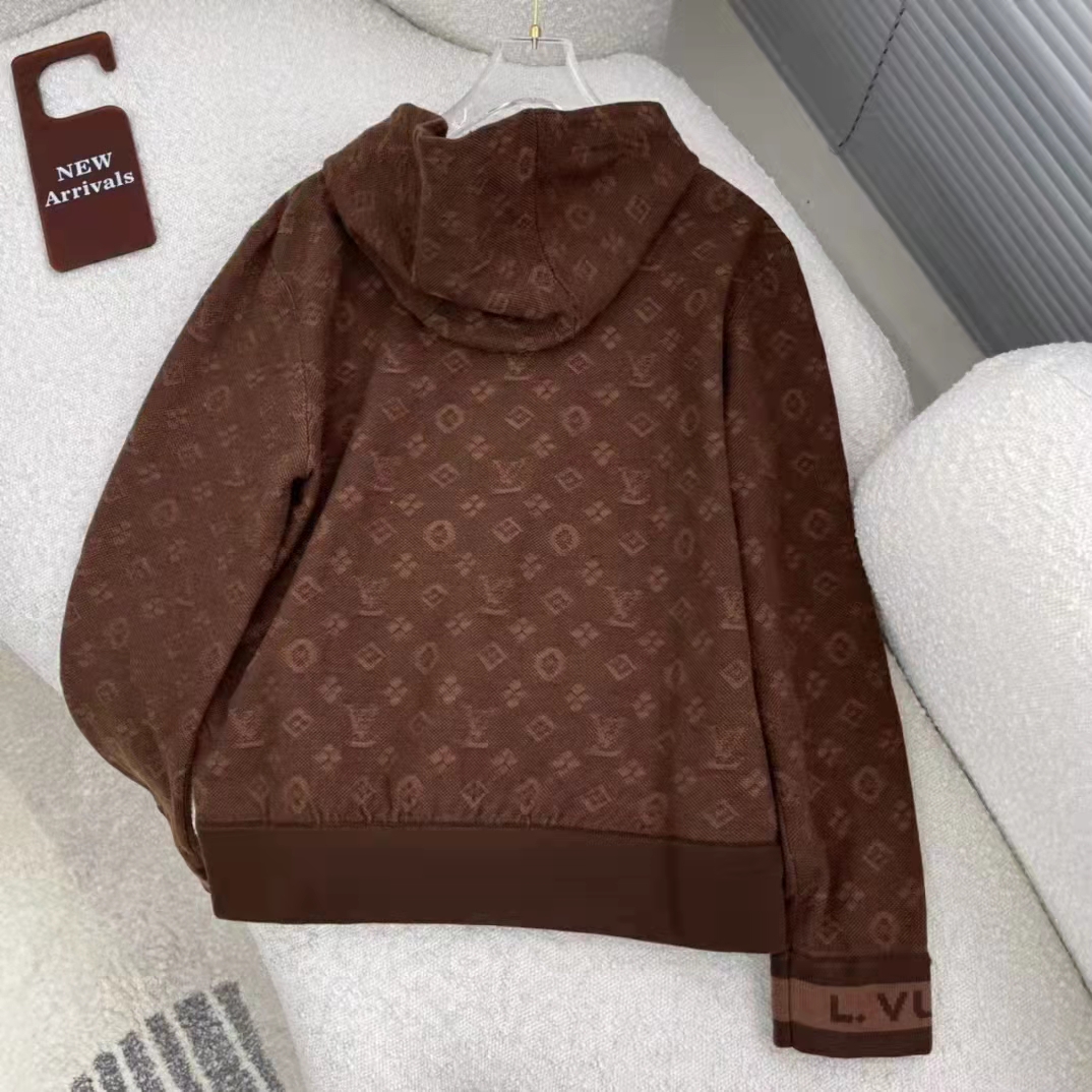 Louis Vuitton LV Women Monogram Hoodie Wool Polyester Brown Slightly Loose Fit