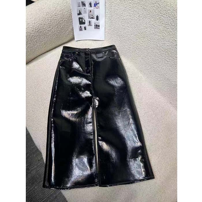 Louis Vuitton LV Women LV NIGHT Crinkled Vinyl Midi Skirt Polyester Black