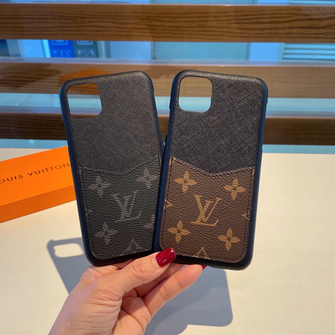 Louis Vuitton LV Unisex Apple IPhone Bumper Black Monogram Coated Canvas Calf Leather