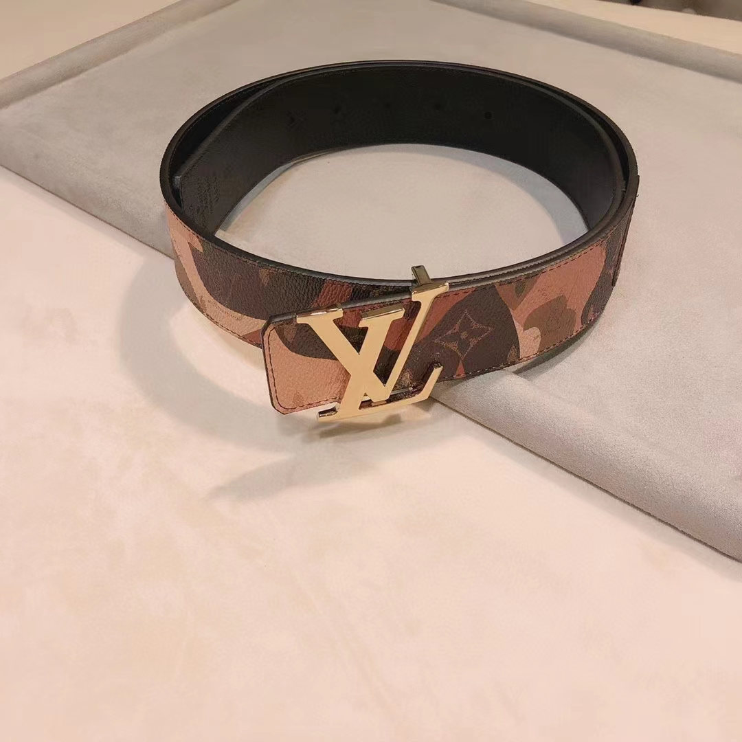 Louis Vuitton Unisex LV Initials 40 MM Reversible Belt Brown Leather Metal Buckle