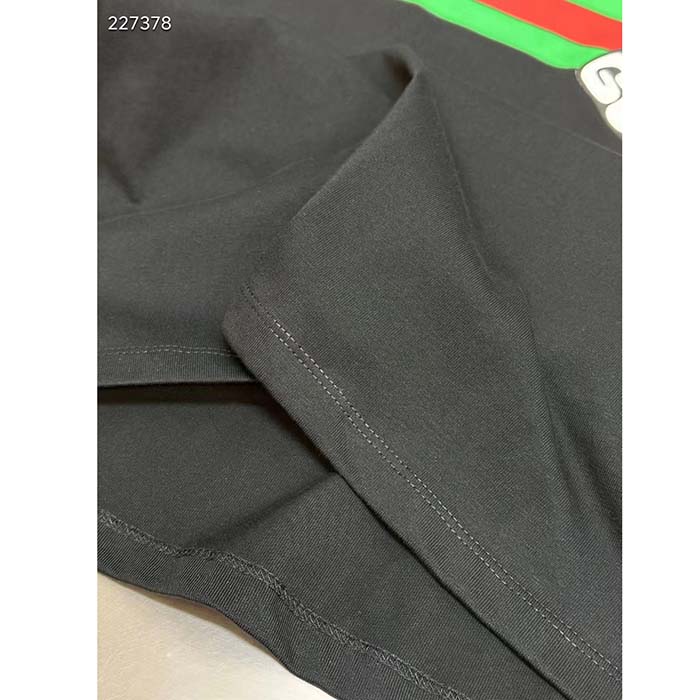 Gucci Women GG Cotton Jersey T-Shirt Print Black Crewneck Short Sleeves