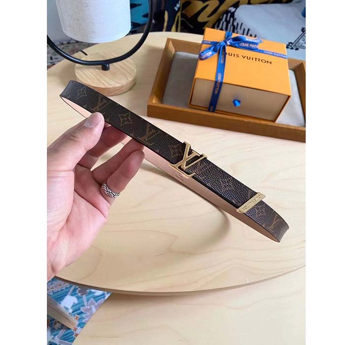 Louis Vuitton Unisex Pretty LV Enamel 30 MM Reversible Belt Monogram Canvas Recto Side