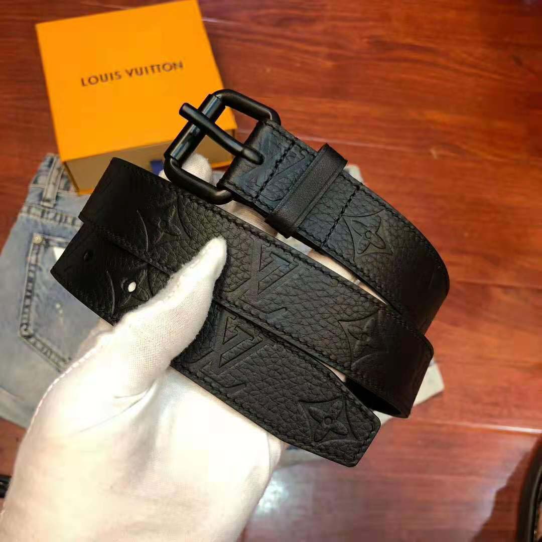 Louis Vuitton LV Unisex Signature Chain 35mm Belt in Taurillon Leather with Embossed Monogram