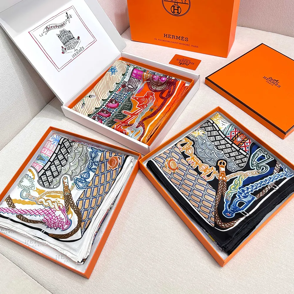 Hermes Women Super Silk Quest Detail Scarf 90 Twill