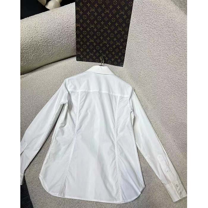 Louis Vuitton Women LV NIGHT Monogram Accent Shirt Cotton Polyamide Elastane Optical White