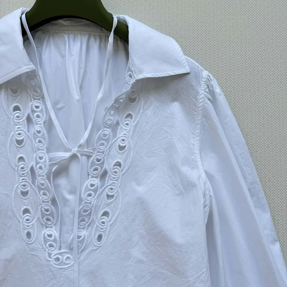 Gucci Women Cotton Poplin Shirt with Embroidery 826591ZAJP1