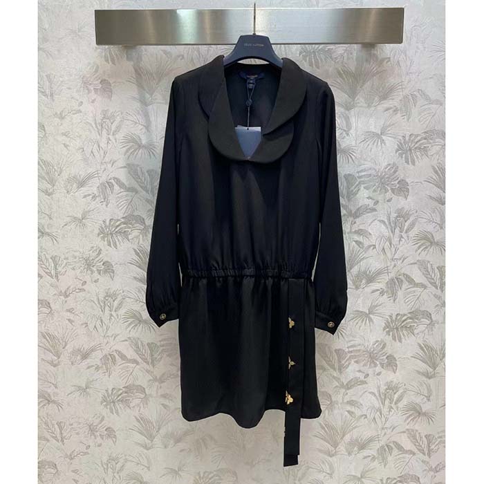 Louis Vuitton Women LV Shirt Dress Polyester Black Regular Fit