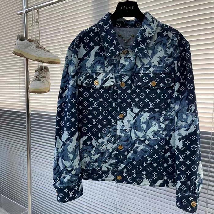 Louis Vuitton Women LV Monogram Printed Denim Jacket Regular Fit Printed Monogram Flower