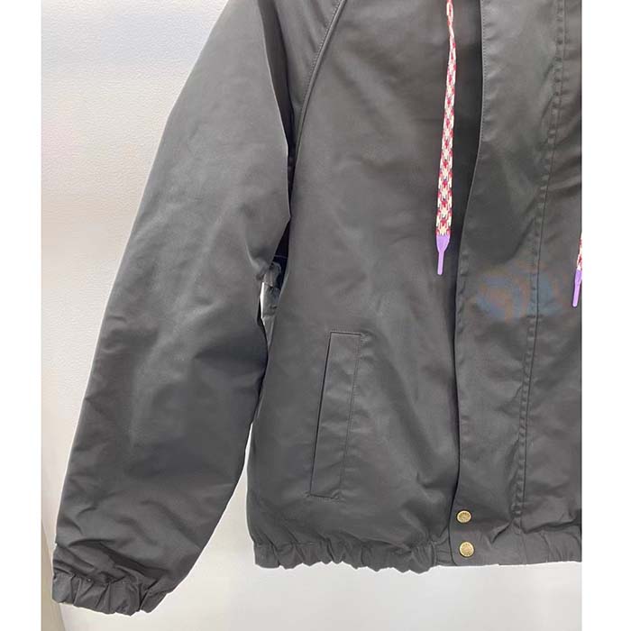 Gucci Women Reversible Poplin Jacket Black Polyester Piping Green Red Beige Ebony GG Canvas