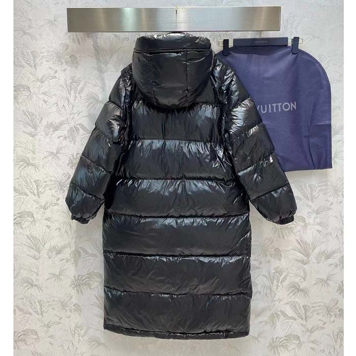 Louis Vuitton Women LV Glossy Long Puffer Coat Black Regular Fit Polyamide
