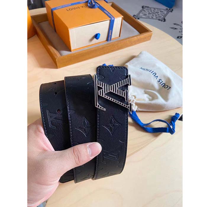 Louis Vuitton Unisex LV Shadow 40 MM Reversible Belt Black Monogram Shadow Smooth Leather