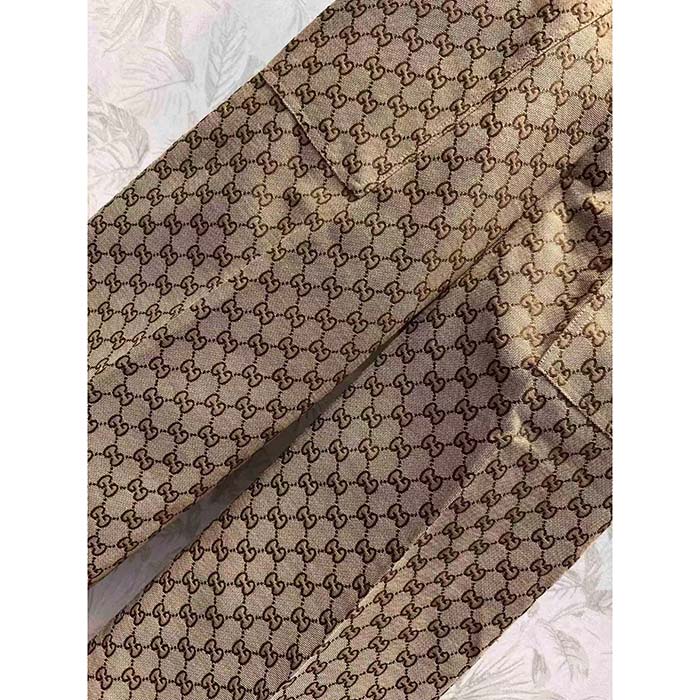 Gucci Women GG Canvas Pant Belt Loops Wide Leg Cropped Length