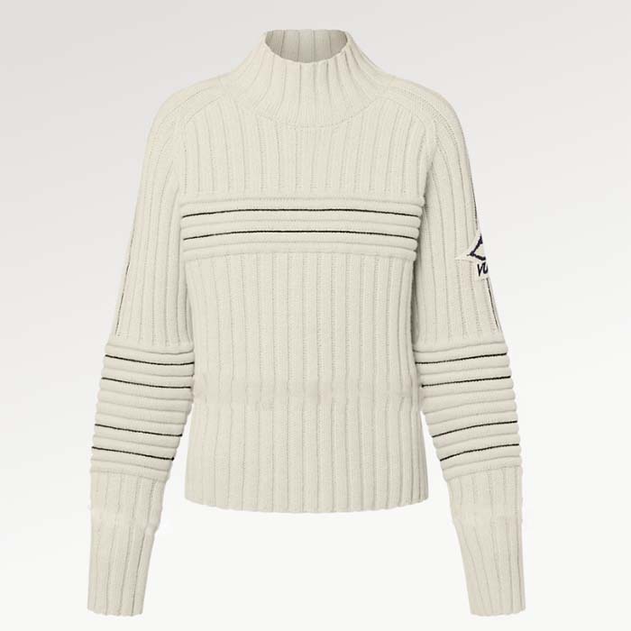 Louis Vuitton Men LV SKI Contrast Accent Pullover Wool Yack Milky White