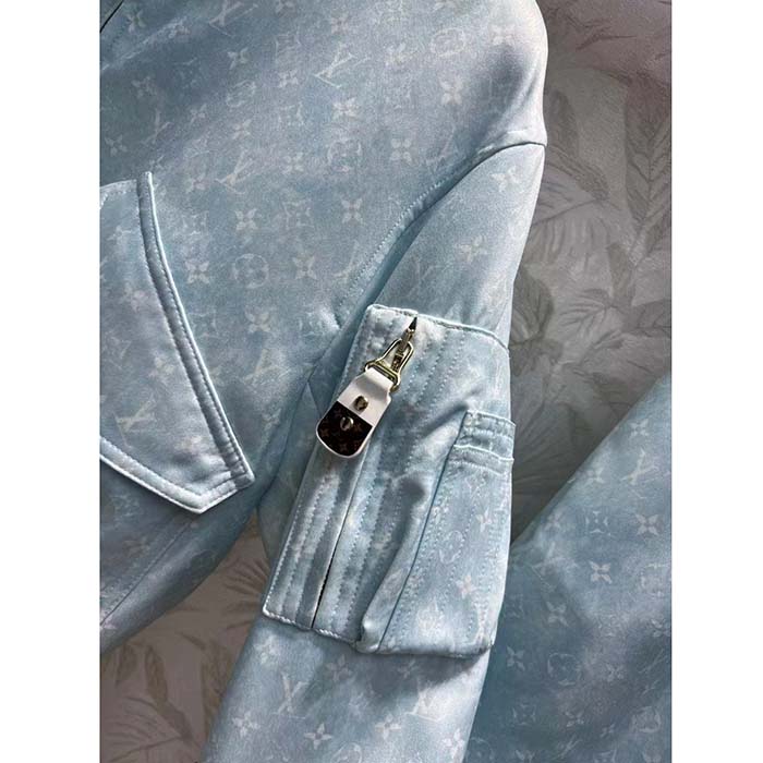 Louis Vuitton Women LV Monogram Cloud Bomber Jacket Silk Sky Blue 1AC0M5