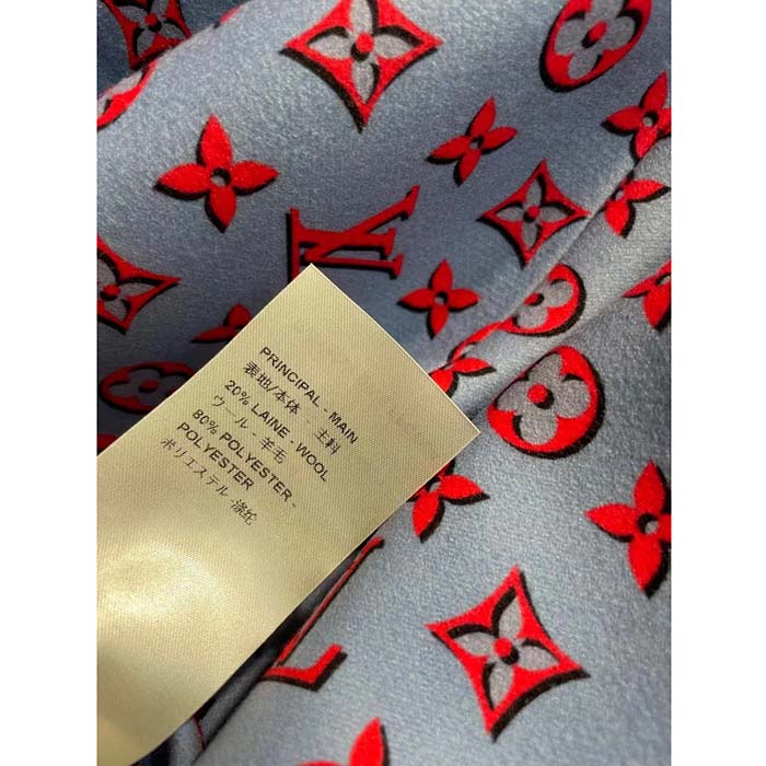 Louis Vuitton Men Cape Hoodie 3D-Effect Monogram Jacquard Wool Silk Navy Regular Fit