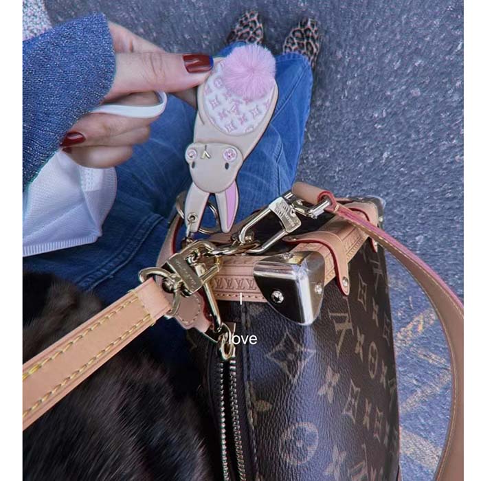 Louis Vuitton Unisex LV Bunny Key Holder Brown Pink Leather Canvas Mink