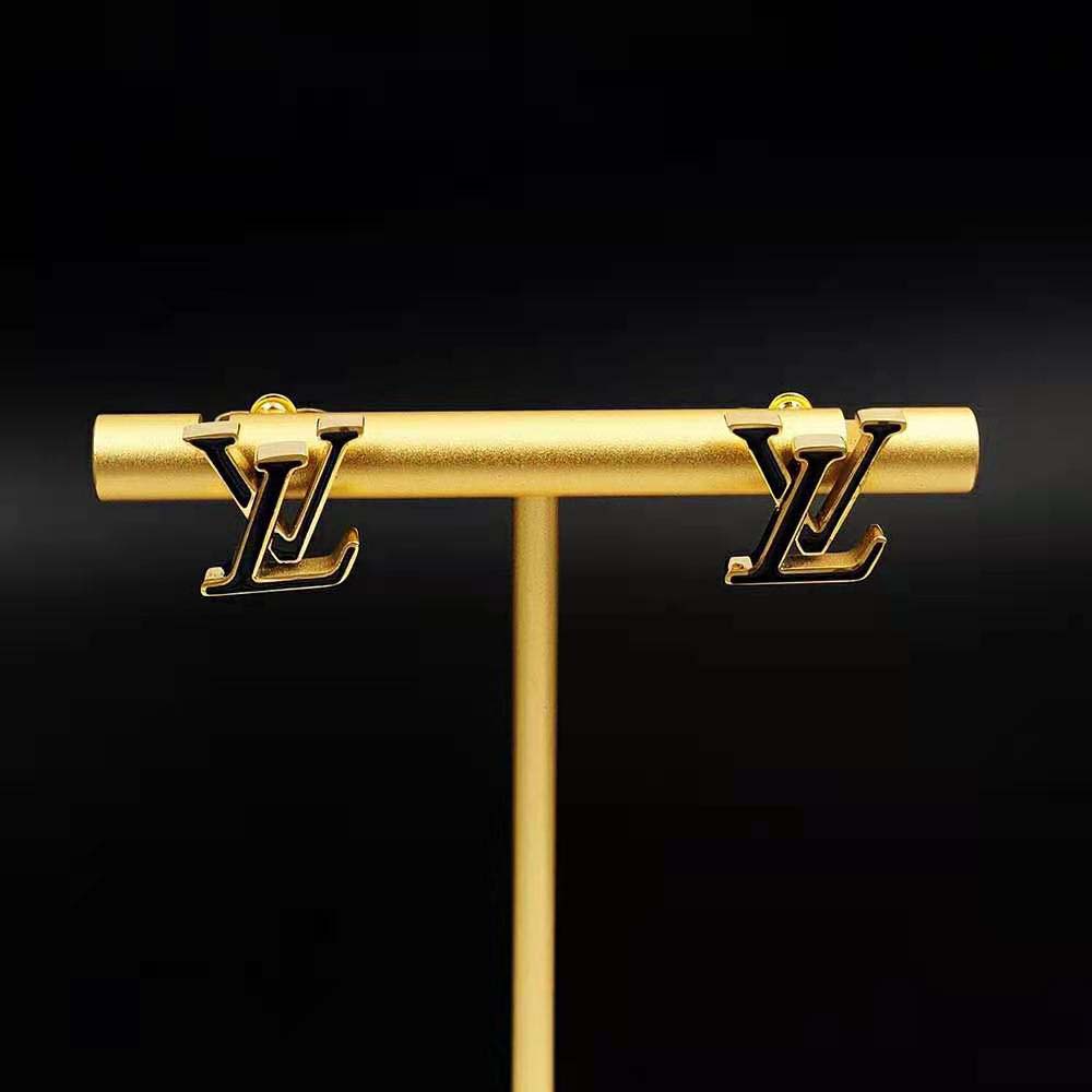Louis Vuitton Women LV Iconic Enamel Earrings-Black