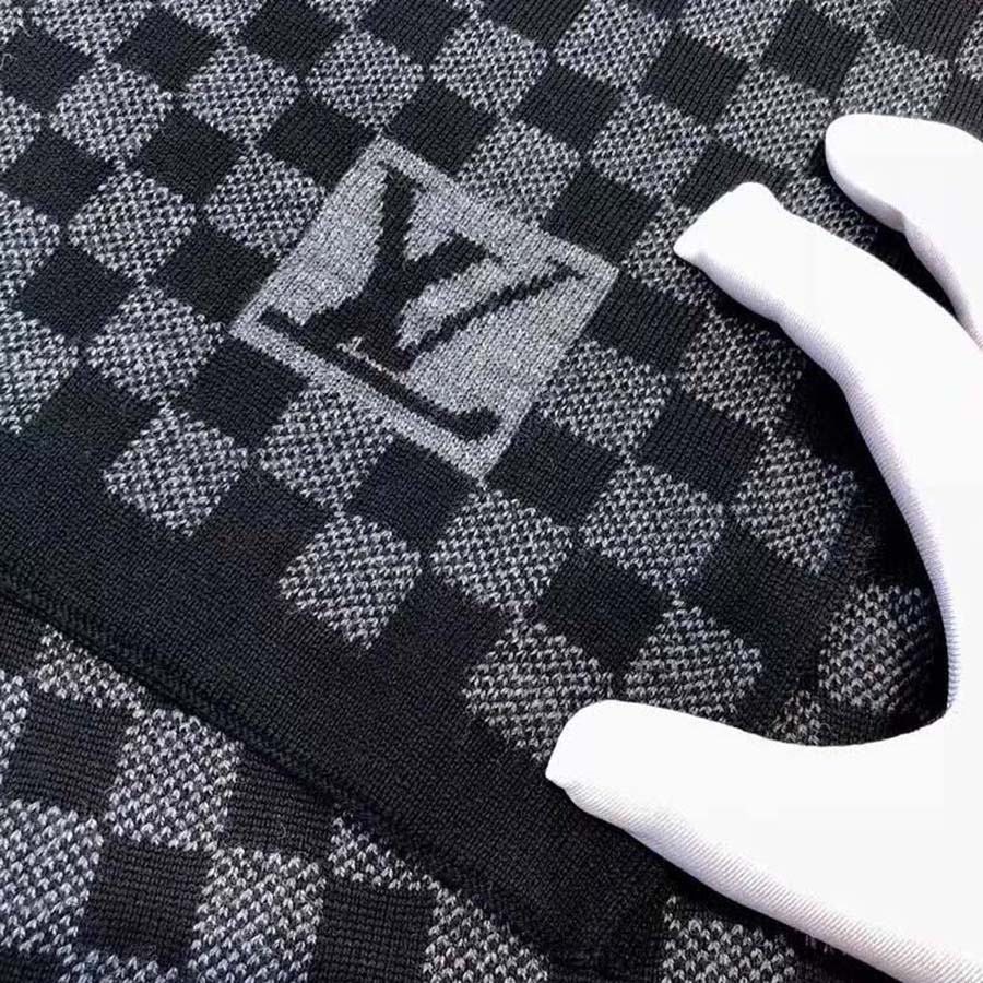 Louis Vuitton LV Men Petit Damier Scarf NM Wool-Black