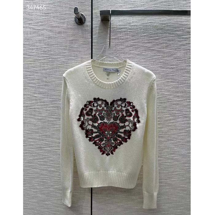 Dior Men CD Sweater Ecru Technical Cashmere Wool Knit Dior Bandana Motif