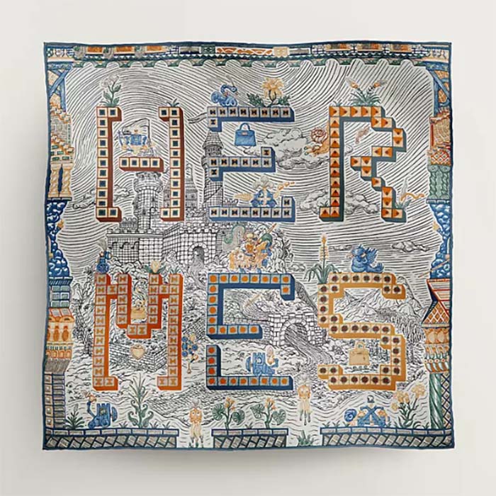 Hermes Women Super Silk Quest Detail Scarf 90 Twill