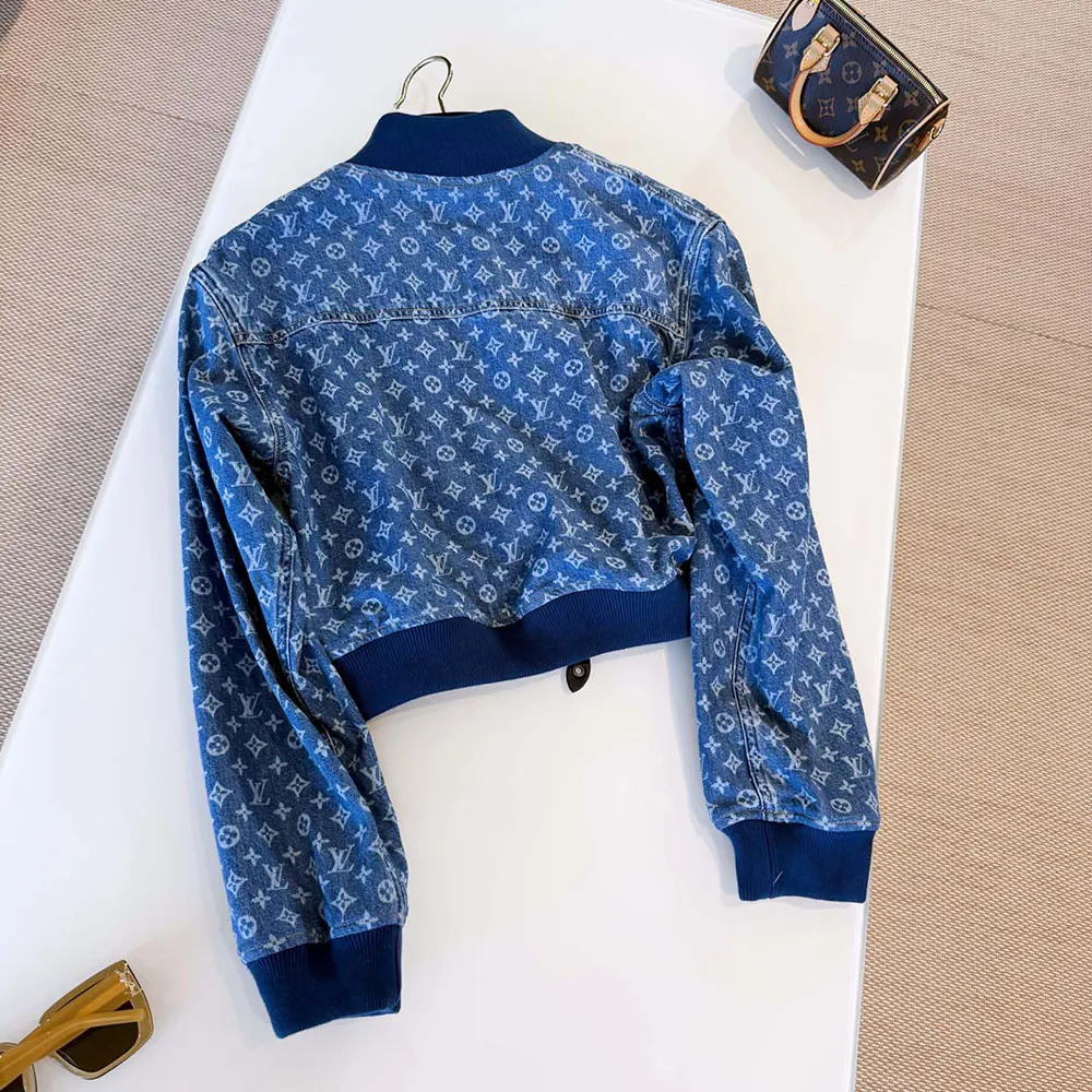 Louis Vuitton Women Cropped Monogram Denim Bomber Jacket 1AI176