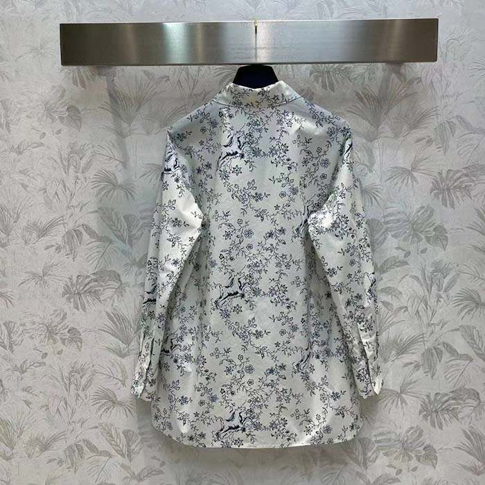 Louis Vuitton Women LV Unicorn Print Shirt Cotton Silk Mottled Grey Regular Fit