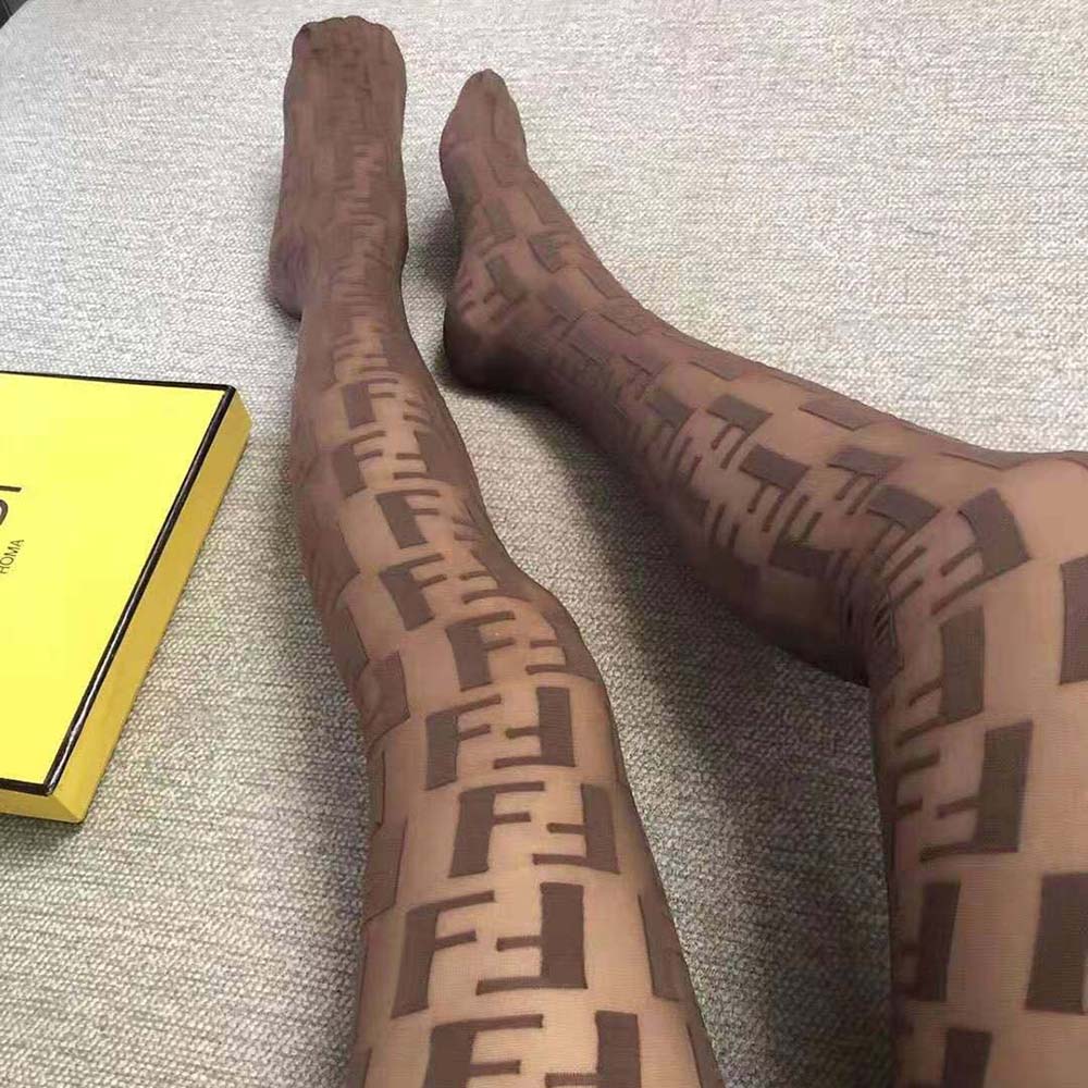 Fendi Women Tights Beige Nylon Pantyhose