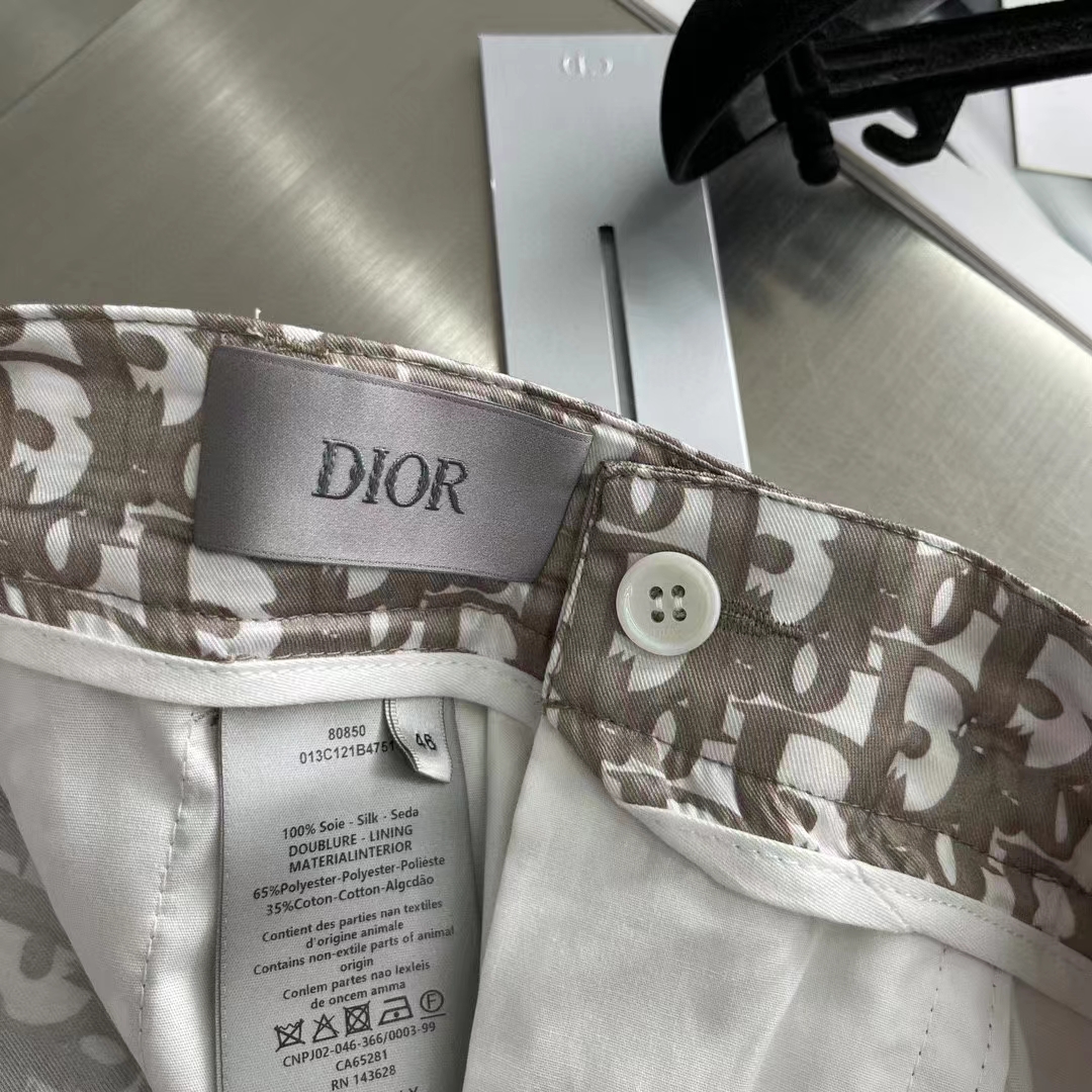 Dior Men CD Dior Oblique Bermuda Shorts Beige Silk Twill