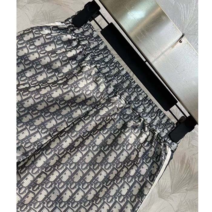 Dior Men CD Essentials Shorts Blue Technical Taffeta Jacquard with Dior Oblique Motif