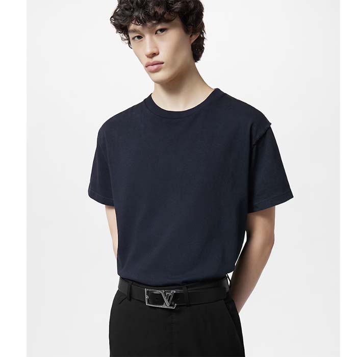 Louis Vuitton Unisex LV Skyline 35 MM Belt Black Napa Leather Silver-Colour Finish Hardware