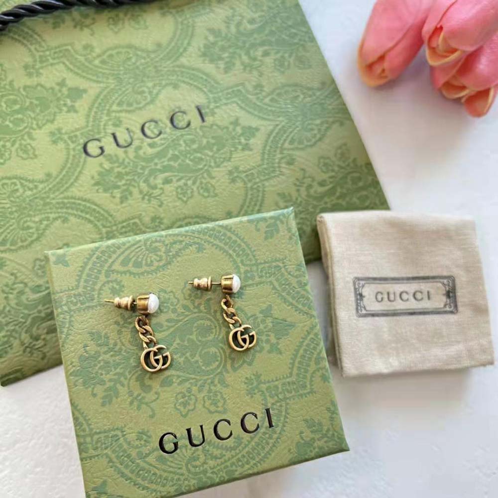 Gucci Women Pearl Double G Earrings
