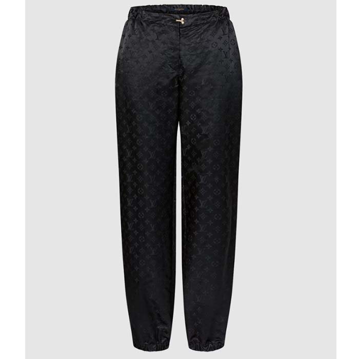 Louis Vuitton Women LV Monogram Jogging Pants Black Regular Fit 1AFHNP