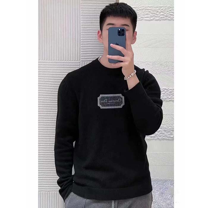 Dior Men CD Christian Dior Couture Sweater Black Cashmere Jersey