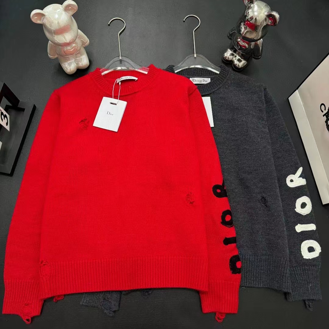Dior Men CD Dior Otani Workshop Sweater Red Wool Cashmere Jersey