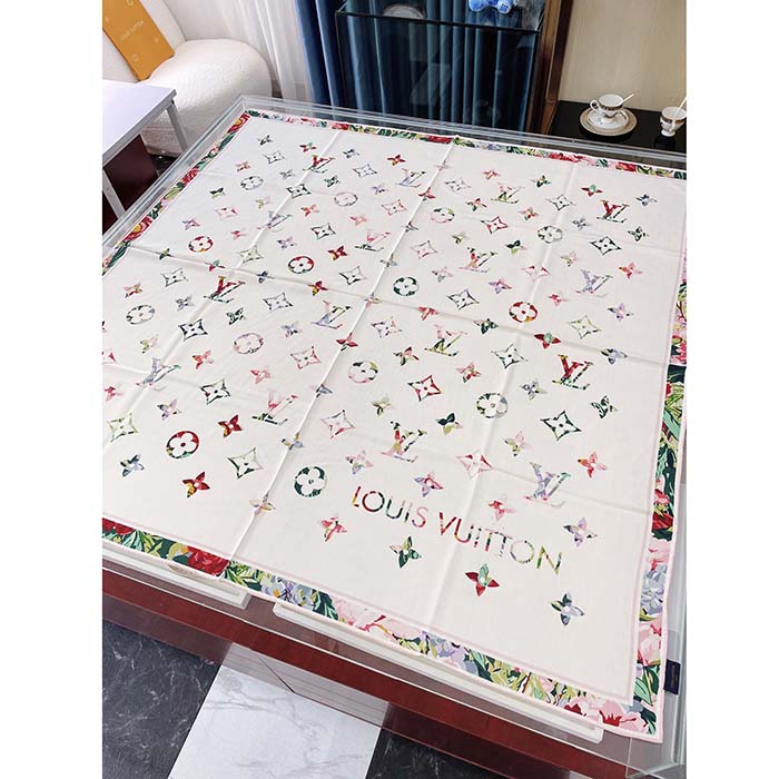 Louis Vuitton Women LV Garden Square 90 White Silk Inkjet Print Garden