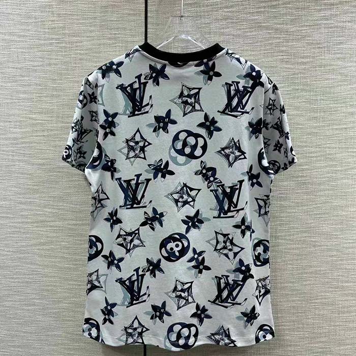 Louis Vuitton Women LV FLIGHT MODE 3D Mahina Monogram T-Shirt Cotton Navy White
