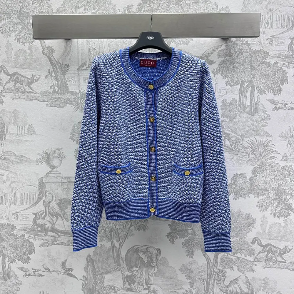 Gucci Women Fine Cotton Crewneck Cardigan 818643XKENR4179