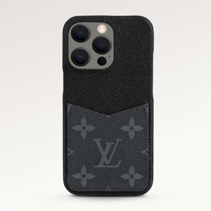 Louis Vuitton LV Unisex Apple IPhone Bumper Black Monogram Coated Canvas Calf Leather