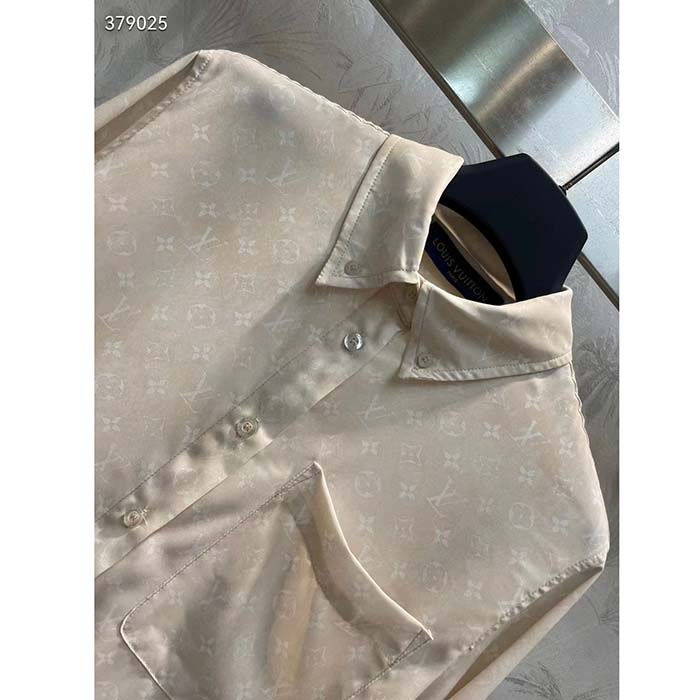 Louis Vuitton Women LV Monogram Cloud Shirt Silk Pinkish Beige Regular Fit