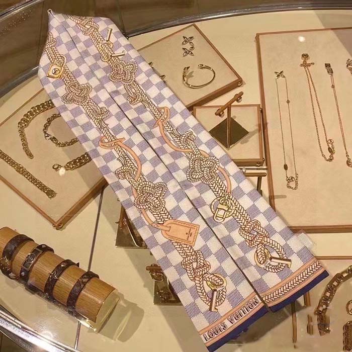 Louis Vuitton LV Women Damier Infinity Bandeau Azure Blue Silk Inkjet Print