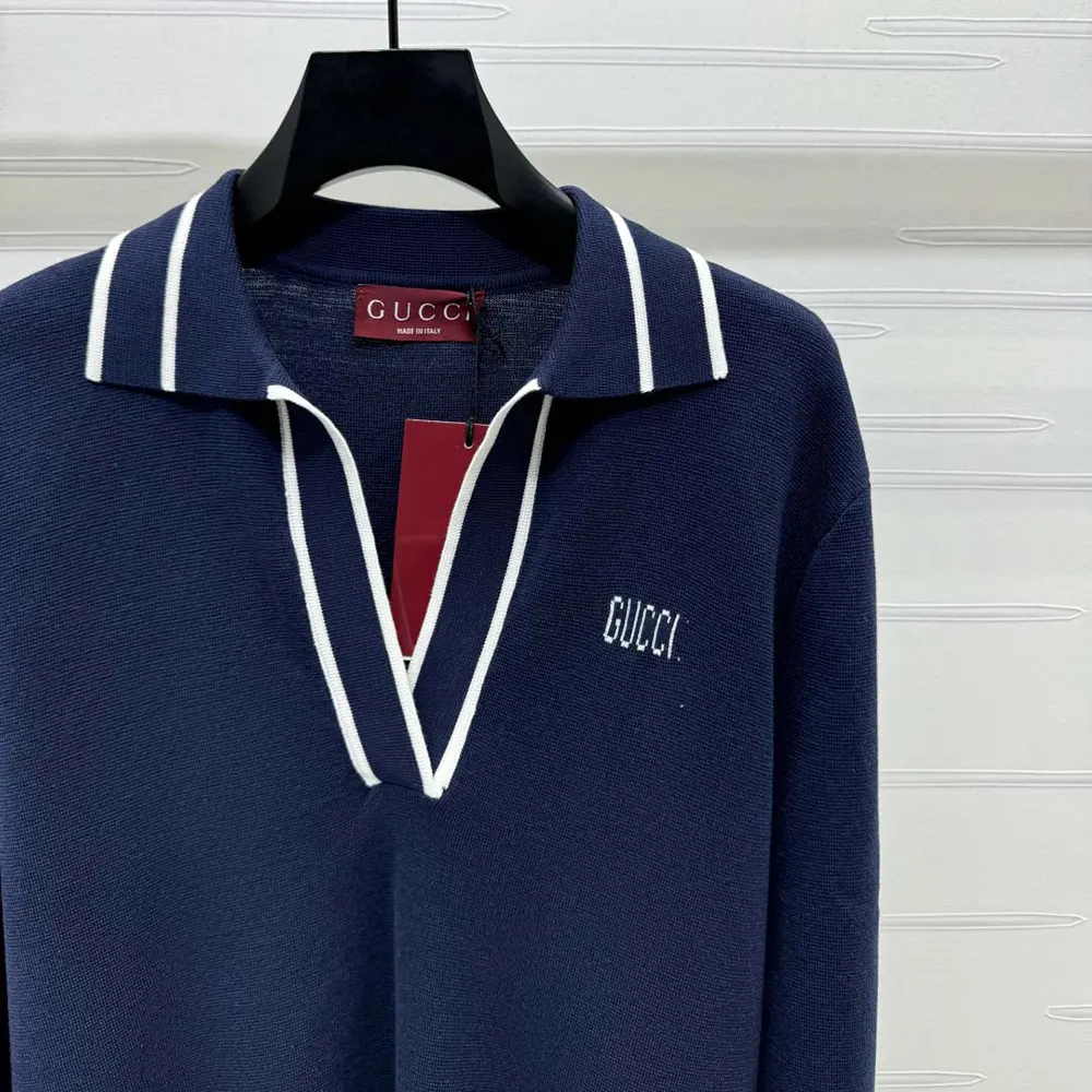 Gucci Women Cotton Polo Top with Gucci Intarsia 815905XKELU