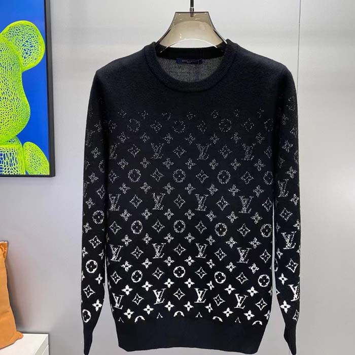 Louis Vuitton Women Lvse Monogram Degrade Crewneck Cotton Black White Slightly Loose Fit