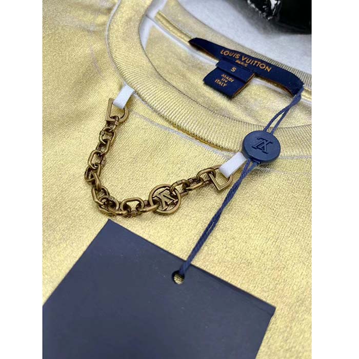 Louis Vuitton Women LV Metallic Wash T-Shirt Cotton Gold Regular Fit