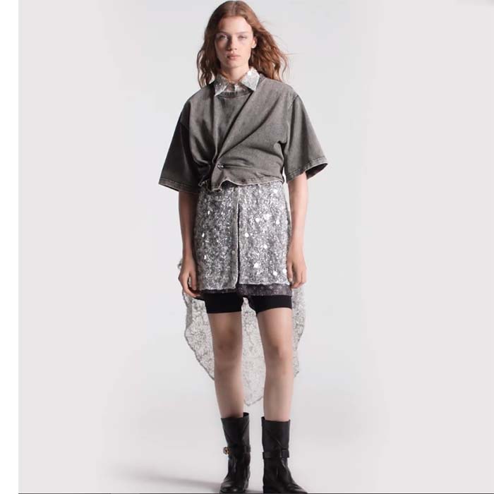 Louis Vuitton Women LV Snap Button T-Shirt Cotton Metal Grey Regular Fit