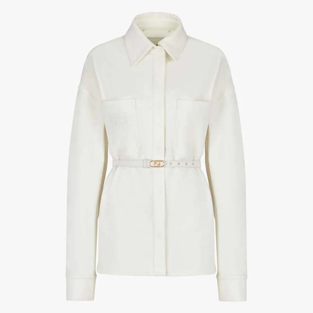Fendi Women Single-Breasted Go-To White Denim Go-To Jacket